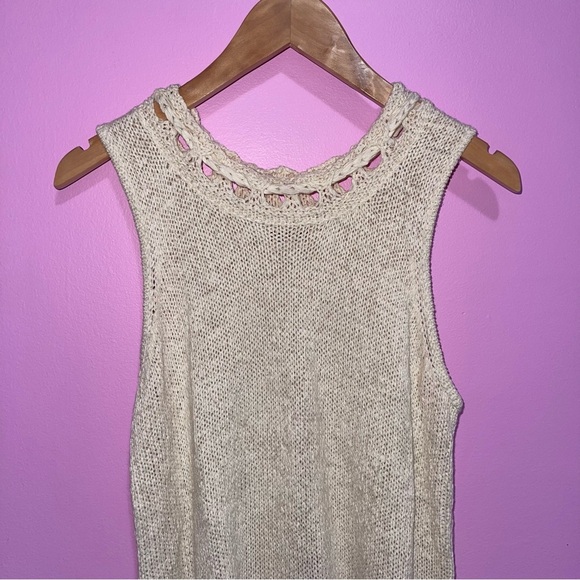PEPIN Top Women's‎ Size Large Beige Crochet Fringe Knit Tank Top Anthropologie - Picture 3 of 8